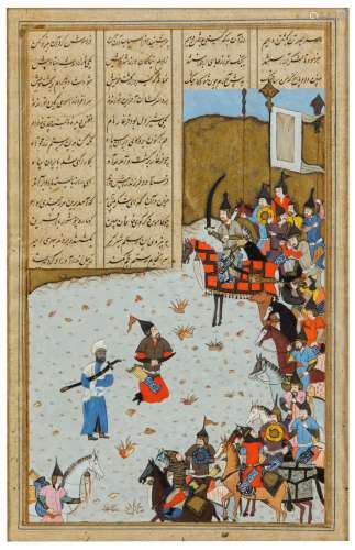 SCENE OF SHAHNAMA MINIATURE ON PAPER, PERSIA, 17TH
