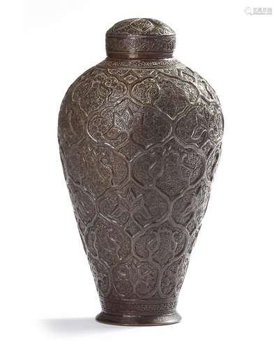 A PERSIAN VASE WITH COVER, QAJAR, 19TH CENTURY