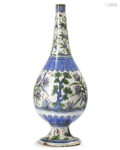 A QAJAR UNDERGLAZE-PAINTED POTTERY VASE PERSIA, 19TH