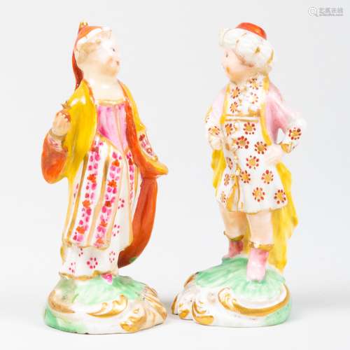 Pair of Small Chelsea Porcelain Figures of Children in