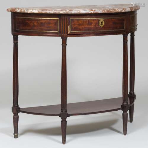 Small Louis XVI Style Brass -Mounted Mahogany Console