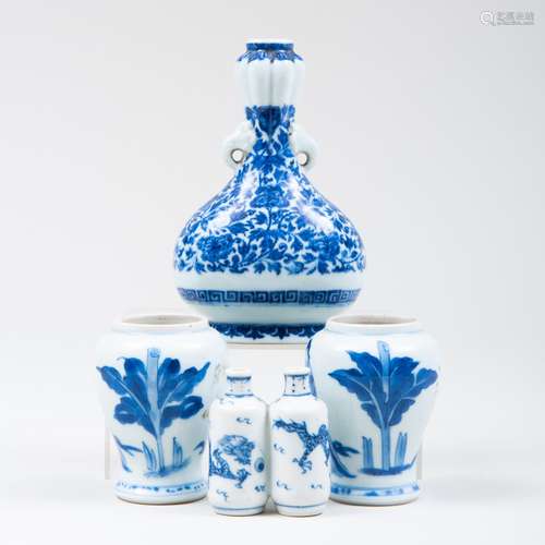 Group of Four Chinese Blue and White Porcelain Vessels