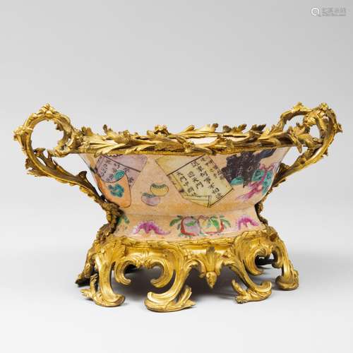 Gilt-Bronze-Mounted Chinese Crackle Glazed Porcelain