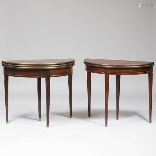 Two Directoire Brass-Mounted Mahogany Games Tables