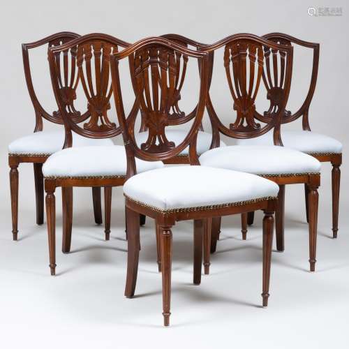 Six George III Style Stained Wood Dining Chairs, of
