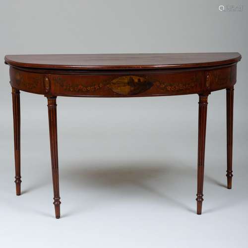 George III Painted D-Shaped Fold Over Games Table