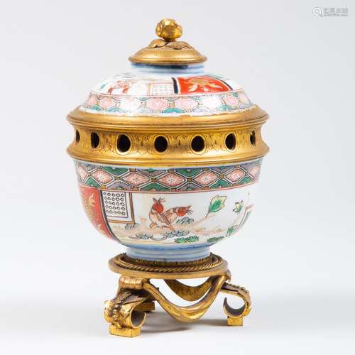 Gilt-Bronze-Mounted Japanese Porcelain Potpourri Vase