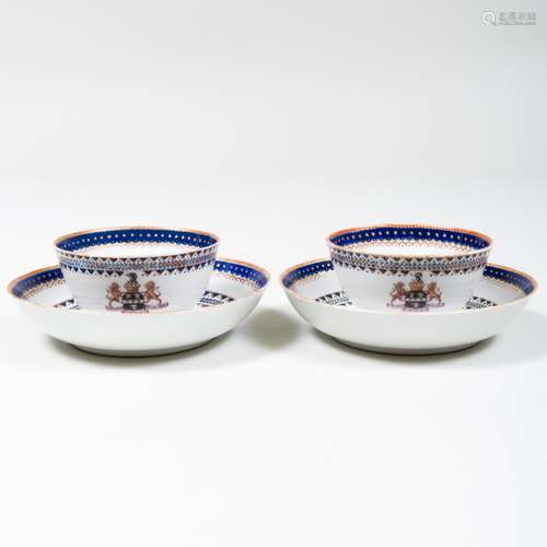 Pair of Chinese Export Armorial Porcelain Teabowls and