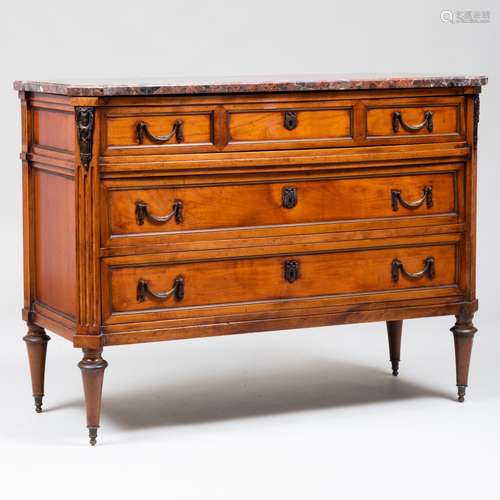 Louis XVI Style Metal-Mounted Fruitwood Commode, of