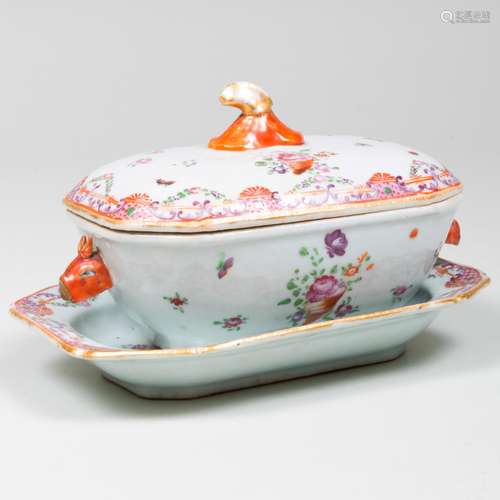 Chinese Export Porcelain Sauce Tureen, Cover and