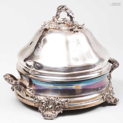 Victorian Silver Cloche and a Silver Plate Chafing Dish