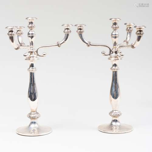 Pair of Silver Four-Light Candelabra