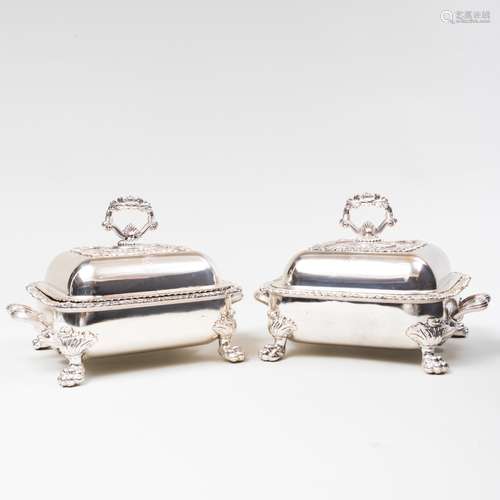 Pair of Silver Plated Crested Entree Warming Dishes