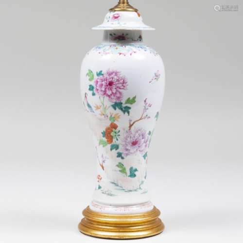 Chinese Export Famille Rose Jar and Cover Mounted as a