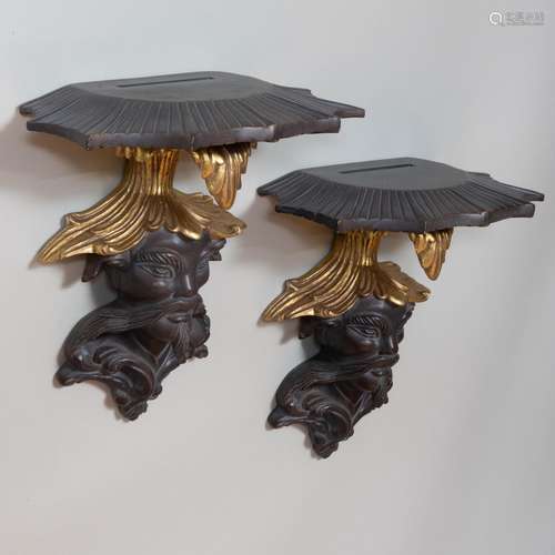 Pair of Chinoiserie Composite Wall Brackets