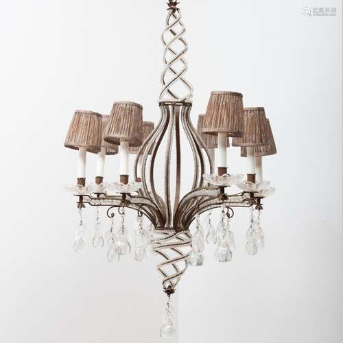 Modern Italian Beaded Glass Eight Light Chandelier