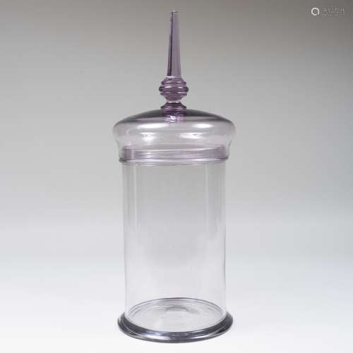 Large French Lavender Glass Apothecary Jar and Cover