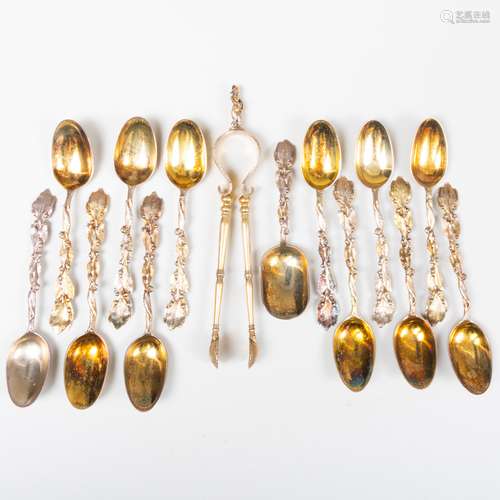 Victorian Silver Gilt Tea and Coffee Spoons and Sugar