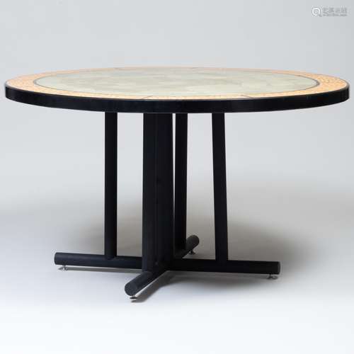 Contemporary Marble and Metal Oval Dining Table,