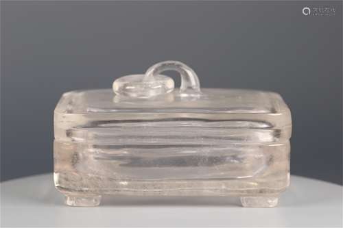 A Chinese Carved Rock Crystal Lidded Box