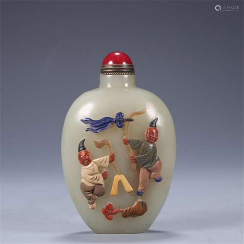 A Chinese Carved Jade Snuff Bottle