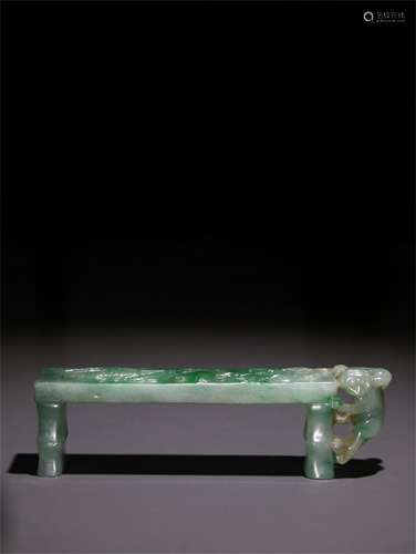 A Chinese Carved Jadeite Monkey Patterned Lnk Bed