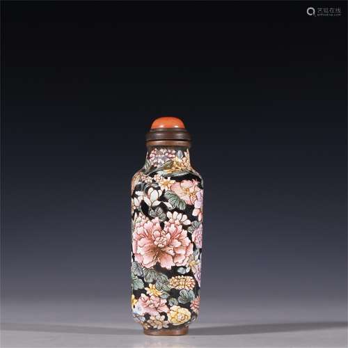 A Chinese Cloisonne Flower Patterned Snuff Bottle