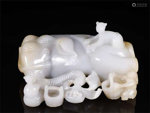 A Chinese Carved Jade Elephant Shaped Decoration