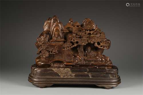 A Chinese Carved Agarwood Figure Patterned Decoration