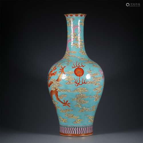 A Chinese Famille Rose Plum Blossom Porcelain Vase