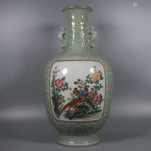 A Chinese Celadon Glazed Porcelain Vase