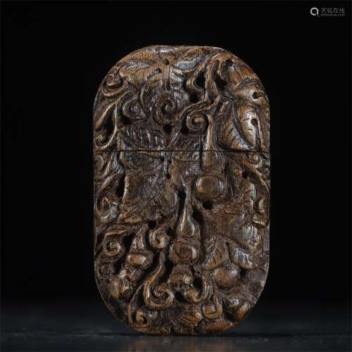 A Chinese Carved Agarwood Sachet