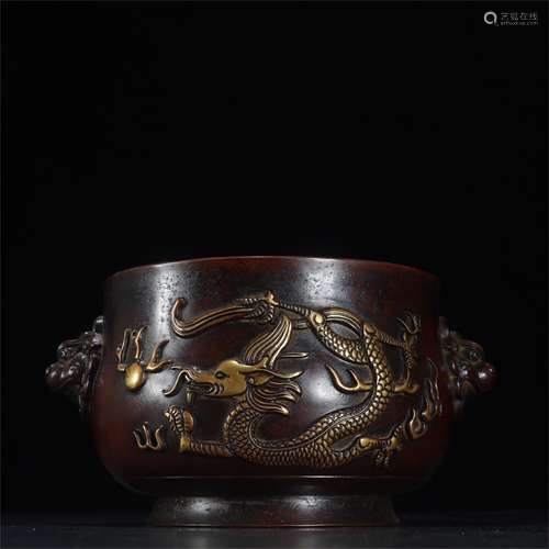 A Chinese Gilt Bronze Dragon Incense Burner