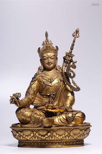 A Chinese Gilt Bronze Lotus Shaped Buddha Statue