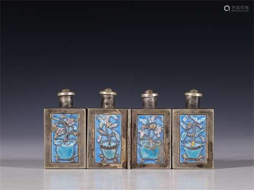 A Set of Chinese Silver Snuff Bottles