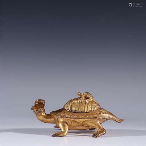 A Chinese Gilt Bronze Dragon Shaped Censer