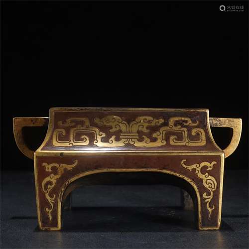 A Chinese Gilt Bronze Incense Burner