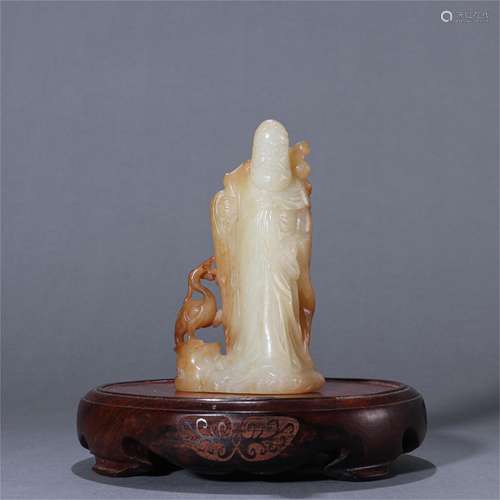 A Chinese Carved Jade Figure Shaped Decoration