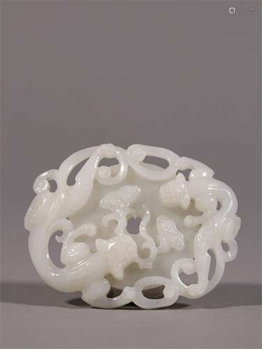 A Chinese Carved Jade Decoration with Dragon Pattern