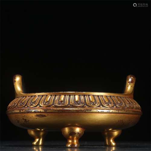 A Chinese Gilt Bronze Incense Burner