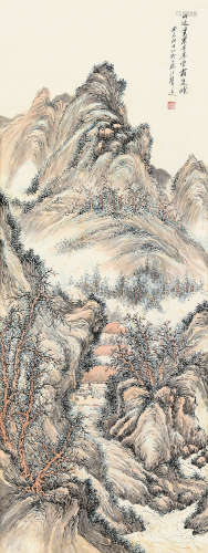 汪声远（1886～1969） 癸未（1943）年作 寒山清气图 立轴 设色纸本