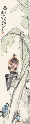 王云（1888～1934） 丙辰（1916）年作 芭蕉雀鸟图 立轴 设色纸本