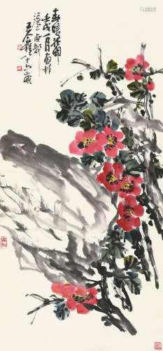 王个簃（1897～1988） 壬戌（1982）年作 春暖花开 立轴 设色纸本