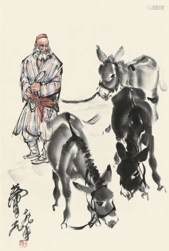 黄胄（1925～1997） 己未（1979）年作 驴 立轴 设色纸本