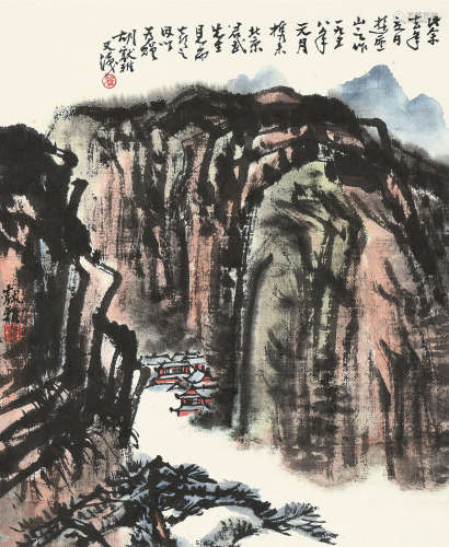 胡献雅（1902～1996） 戊戌（1958）年作 庐山风光 镜片 设色纸本