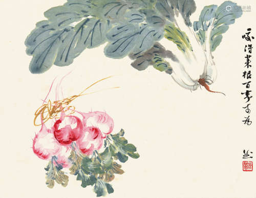 柳君然（1901～1987） 咬得菜根百事可为 立轴 设色纸本