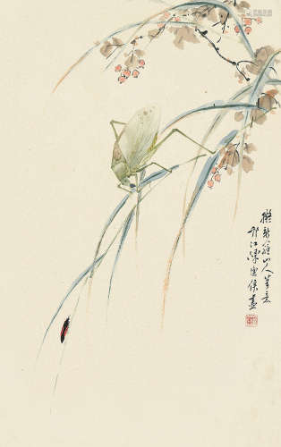 陈康侯（1866～1937） 草虫清趣图 册页片 设色纸本