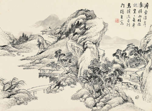 张熊（1803～1886） 层峦浮翠 立轴 水墨纸本