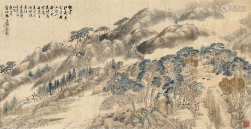 金心兰（1841～1925） 乙酉（1885）年作 烟云深山处 横批 设色纸本