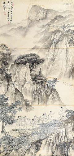 徐子鹤（1916～1999）曹大铁（1916～2009） 送戏上山 镜片 水墨纸本